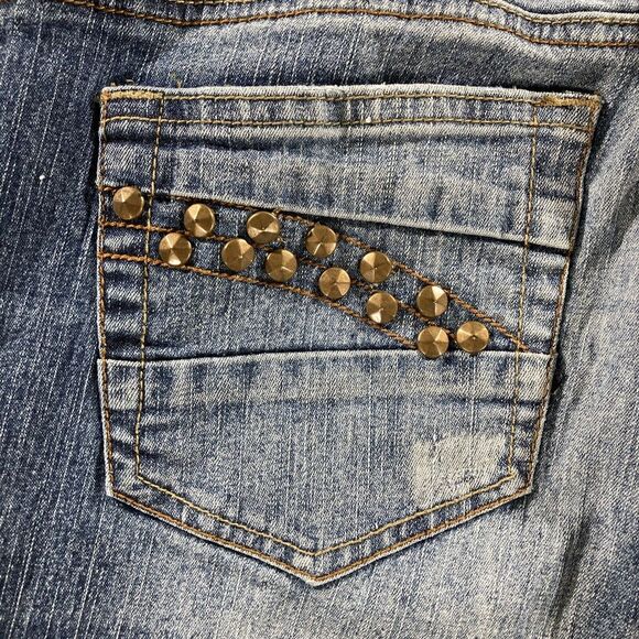 Vanilla Star Jeans Women's Size 7 Embellished Flare Leg Blue Denim Stretch - Picture 7 of 16